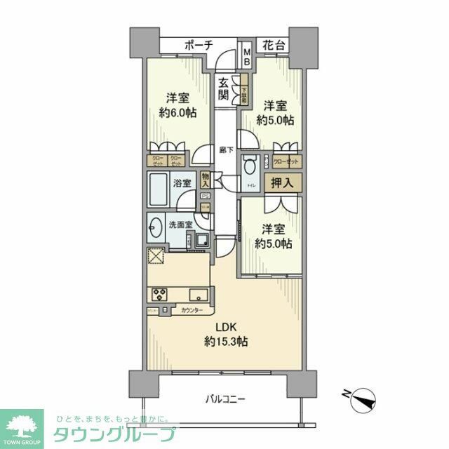 三郷市谷中のマンションの間取り