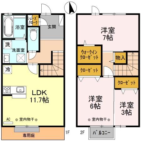 高岡市出来田のアパートの間取り