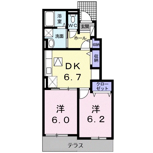 南さつま市加世田川畑のアパートの間取り