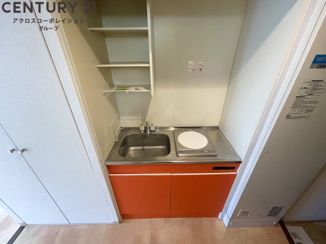 キッチン　1口IHコンロで火を使わず、料理初心者の方にもおすすめです！