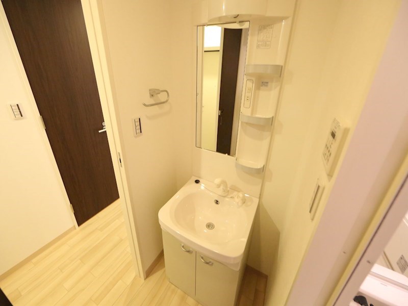 洗面設備　脱衣所　独立洗面台（シャンプードレッサー付）収納スペース有