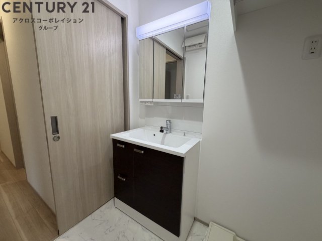 洗面設備　スペースが確保できる洗面所です