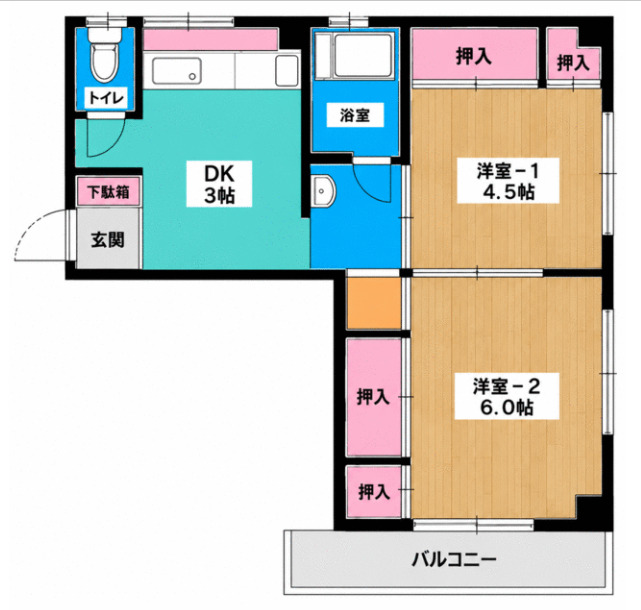 東急田園都市線 駒沢大学駅 徒歩21分 3階建 築56年の間取り写真