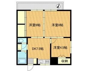 ＪＲ東西線 御幣島駅 徒歩3分 4階建 築44年の間取り写真
