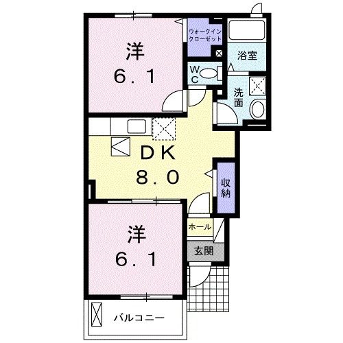 山陽小野田市大字西高泊のアパートの間取り