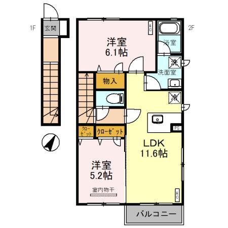 古河市けやき平のアパートの間取り