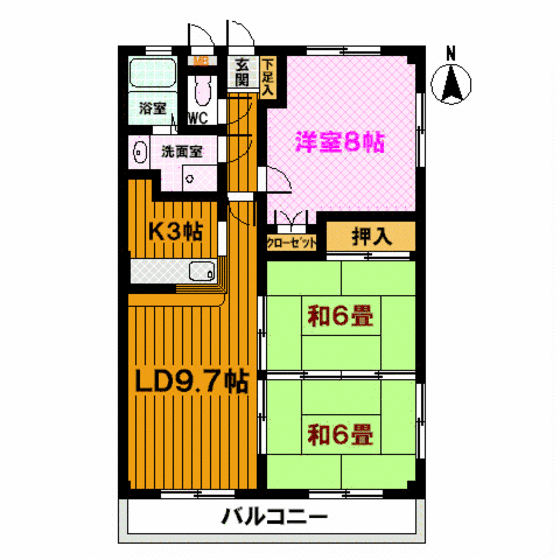 郡山市富田町のアパートの間取り