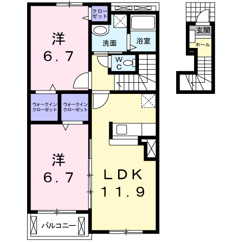 柳井市伊保庄のアパートの間取り