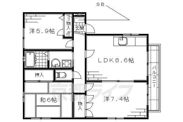 京都市伏見区革屋町のアパートの間取り