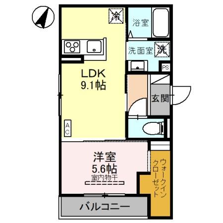 富山市弥生町のアパートの間取り