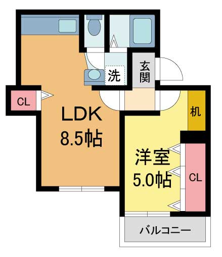 西宮市城ケ堀町のマンションの間取り