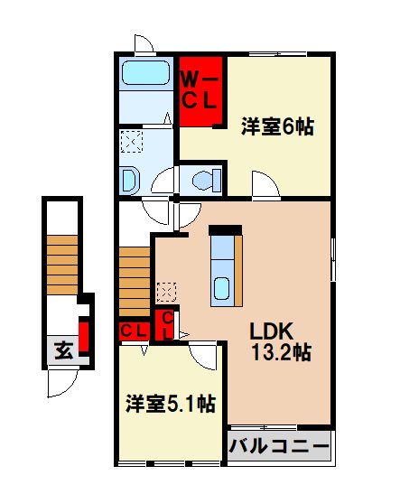 小郡市大崎のアパートの間取り