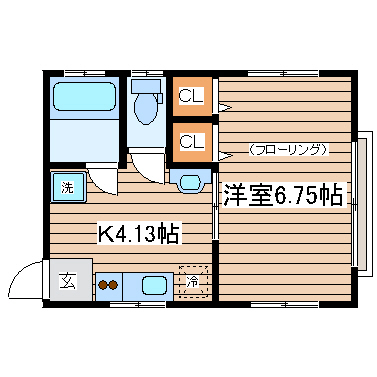 仙台市宮城野区清水沼のアパートの間取り