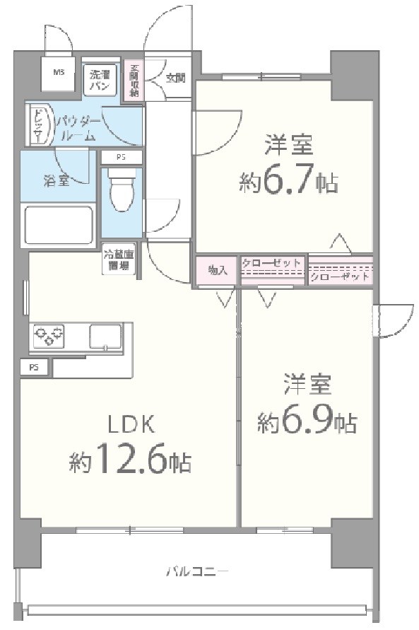 加古川市加古川町平野のマンションの間取り