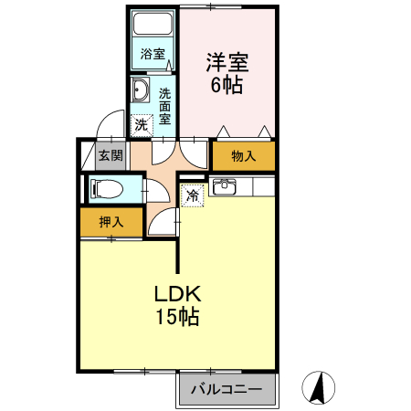 笛吹市春日居町小松のアパートの間取り