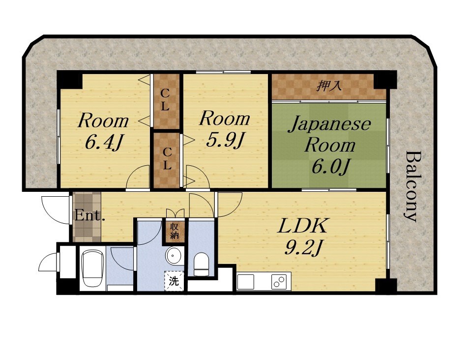 川西市萩原のマンションの間取り