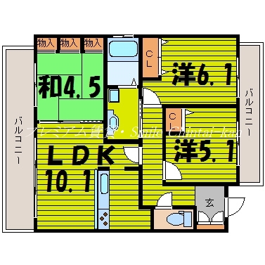 京都市左京区粟田口鳥居町のマンションの間取り