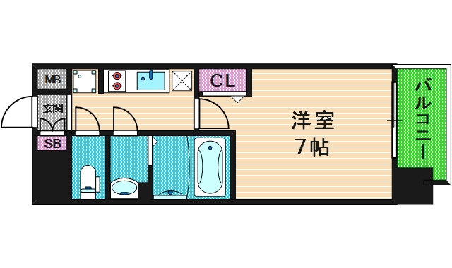 大阪市城東区森之宮のマンションの間取り