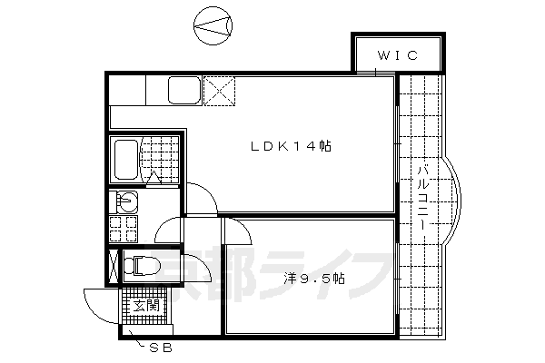 京都市伏見区城通町のマンションの間取り