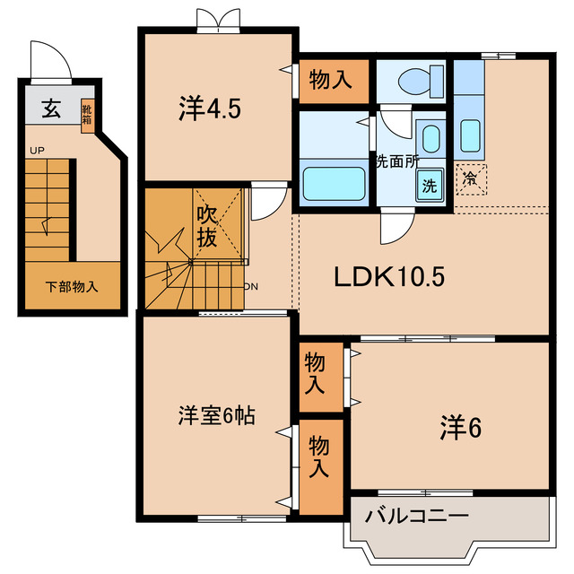 西尾市一色町松木島のアパートの間取り