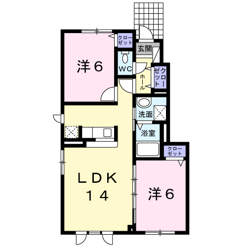 苫小牧市もえぎ町のアパートの間取り