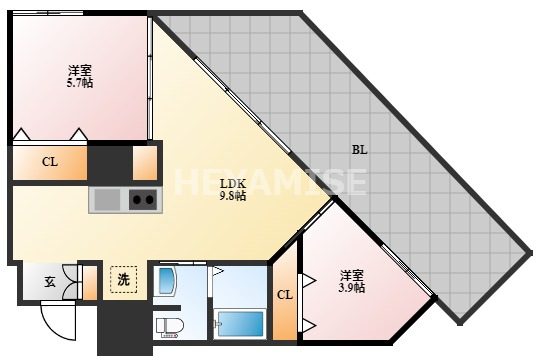 長崎市尾上町のマンションの間取り