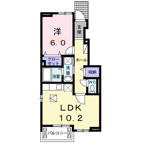 小田原市矢作のアパートの間取り