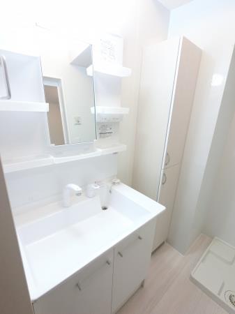 洗面設備　照明・シャワー付きの洗面台♪