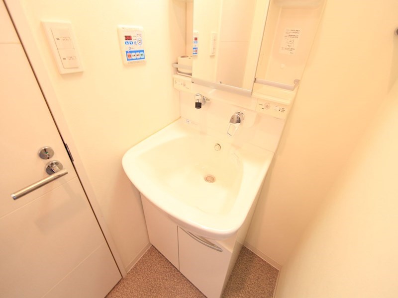 洗面設備　脱衣所　独立洗面台（シャンプードレッサー付）収納スペース有