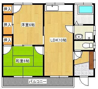 ＪＲ山陽本線 向洋駅 徒歩15分 3階建 築62年の間取り写真