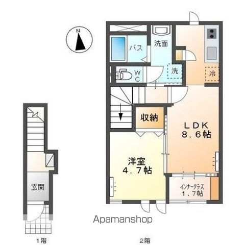 高松琴平電鉄長尾線 水田駅 徒歩4分 2階建 築6年の間取り写真