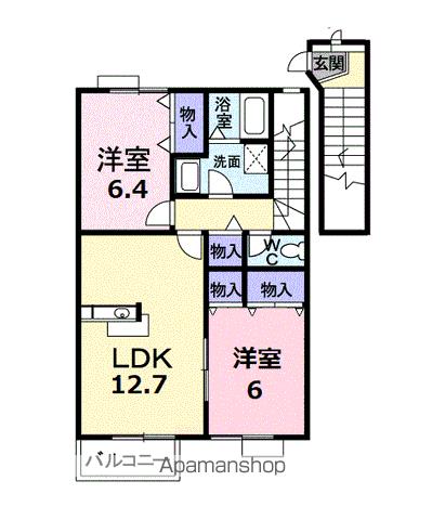 ＪＲ山陽本線 新倉敷駅 バス乗車時間：5分 最寄りバス停で下車 徒歩3分 2階建 築26年の間取り写真