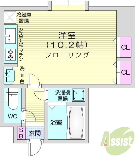 地下鉄東豊線 新道東駅 徒歩2分 9階建 築29年の間取り写真