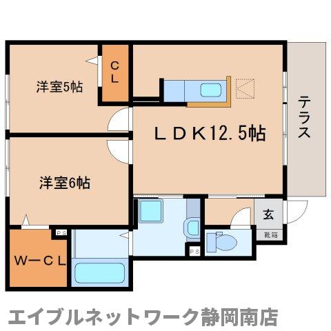 焼津市三ケ名のアパートの間取り