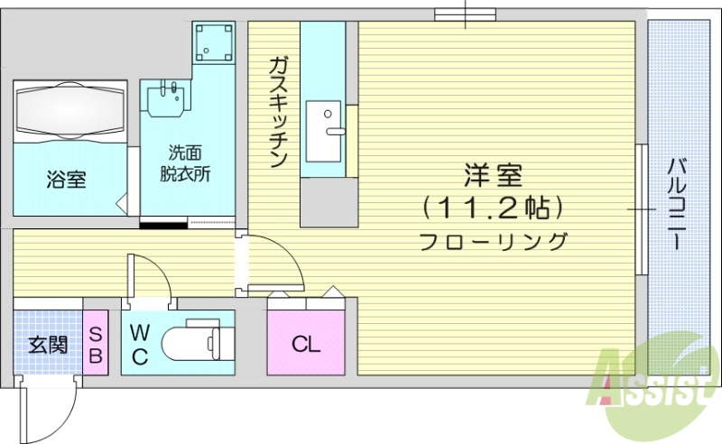 仙台市宮城野区原町のマンションの間取り