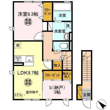 ひたちなか市大字中根のアパートの間取り