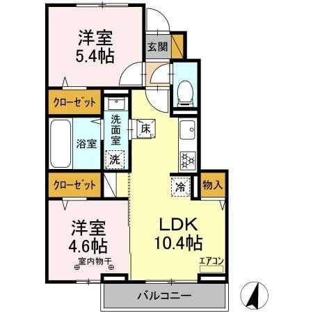 松戸市金ケ作のアパートの間取り