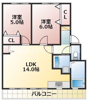 熊本市南区良町のマンションの間取り