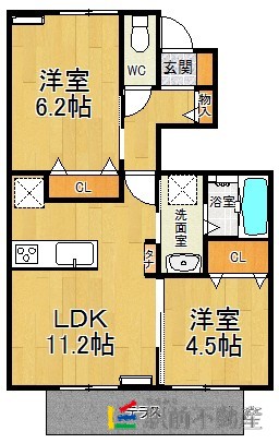 朝倉市持丸のアパートの間取り