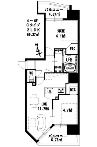 広島市中区小網町のマンションの間取り