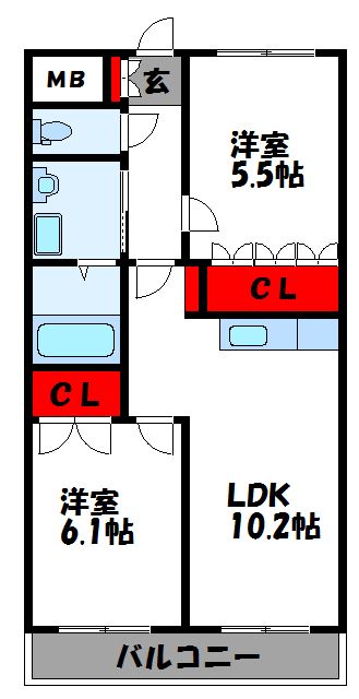 【宗像市徳重のアパートの間取り】