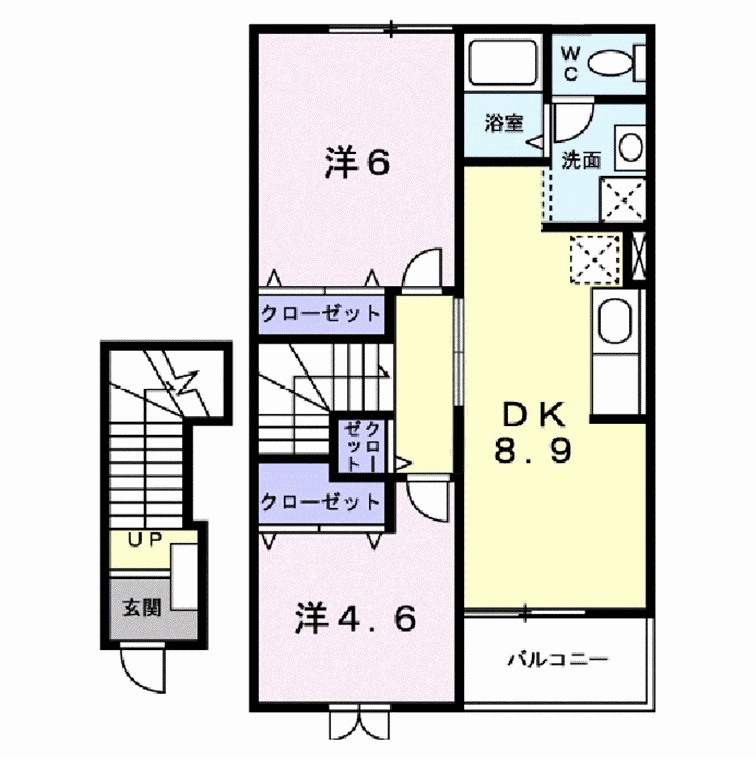 境港市外江町のアパートの間取り