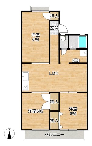 箕面市桜ケ丘のマンションの間取り