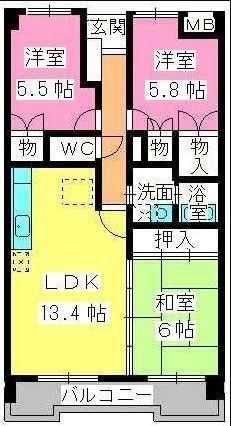 福岡市早良区南庄のマンションの間取り