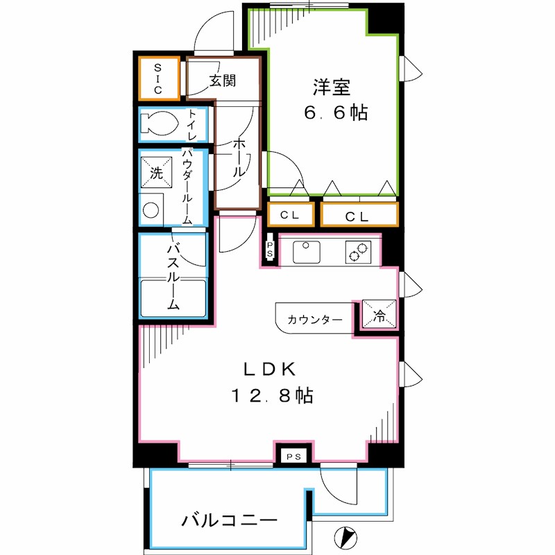 新宿区北新宿のマンションの間取り