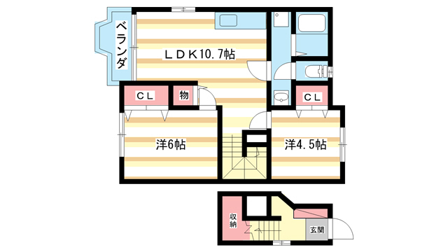 奈良市柏木町のアパートの間取り