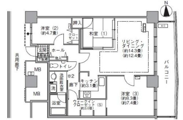 港区海岸のマンションの間取り