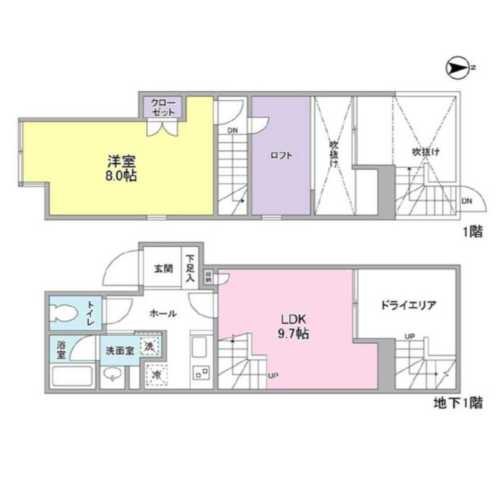 新宿区舟町のマンションの間取り