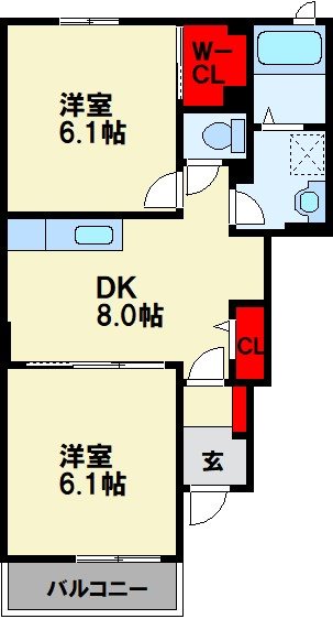 飯塚市中のアパートの間取り