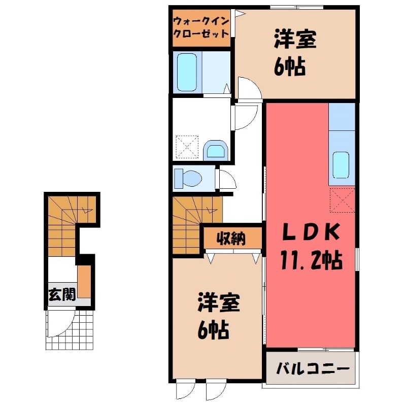 太田市大原町のアパートの間取り